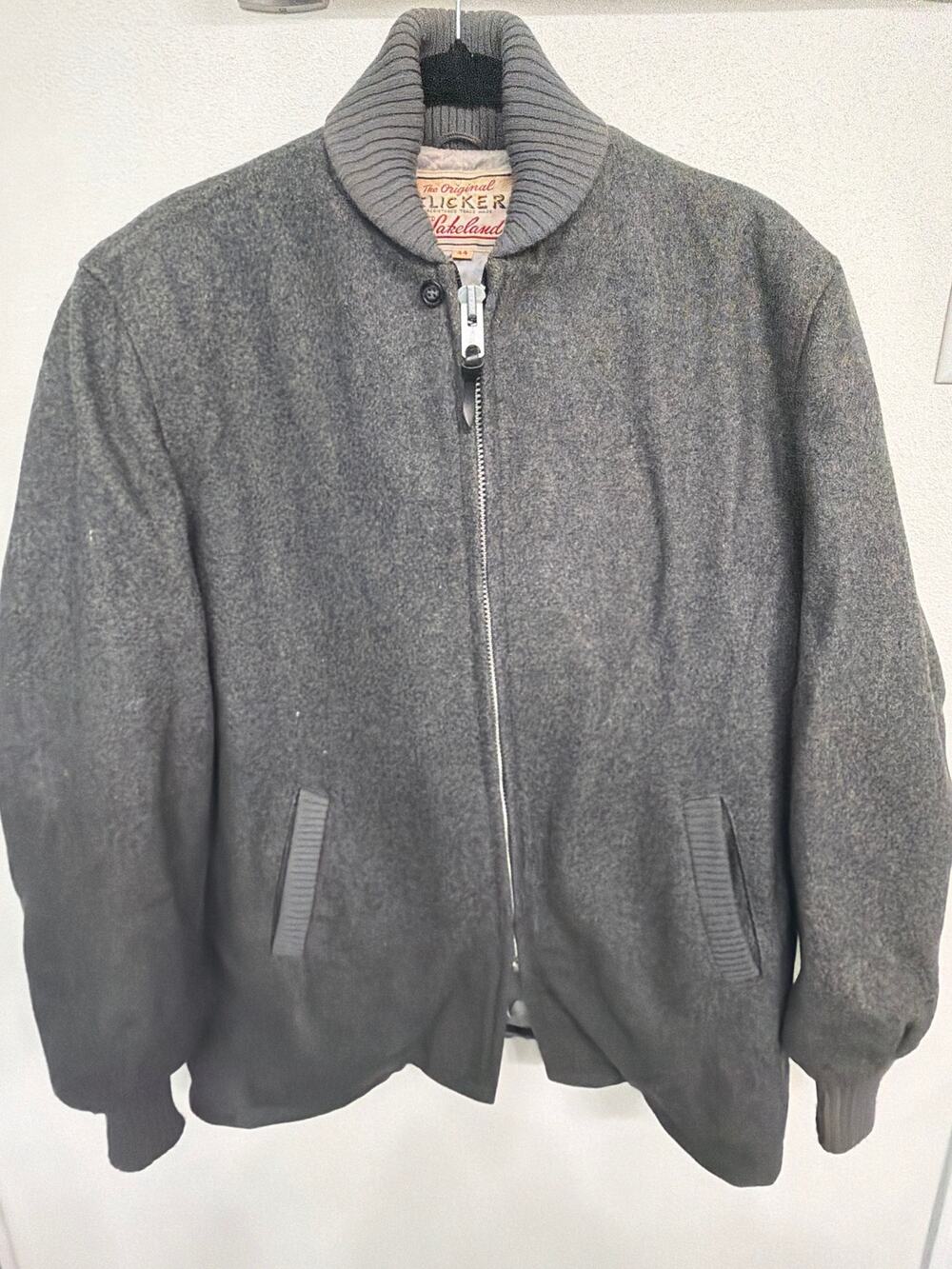 Vtg Lakeland The Original Clicker Gray Wool Car Club Cruiser Pharaoh Jacket 44